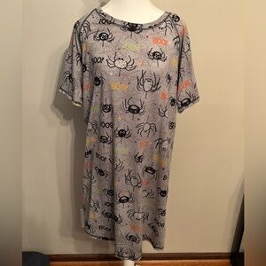 Gray Halloween Spider Print Dress
